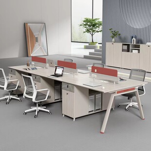 Modern Simple Office Desk and Chair Combination Staff Desk Screen Four-Person Computer Desk with Code Lock