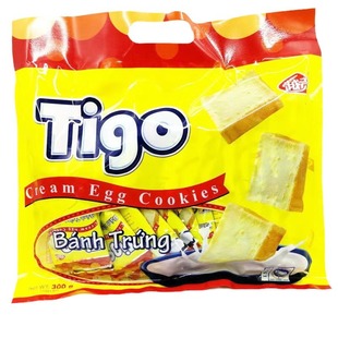 Vietnam imported TIGO bread dry individually packaged eggs cream white chocolate biscuits biscuits snacks 300g