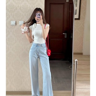 [Shidai] Shahe French Bow Tie Knitted Shirt Short Sleeve Women's Inner Wearing Outer Wearing Shoulder Top Small Flying Sleeve