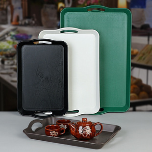 Plastic Tray Rectangular Restaurant Non-slip Serving Portable Dinner Plate Japanese-style Commercial Large Binaural Tray with Handle