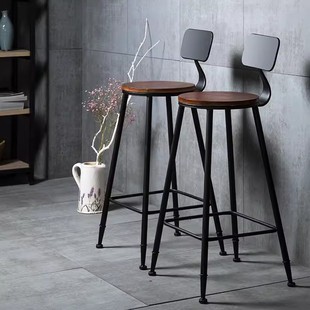 American-style Iron Bar Chair Cafe Milk Tea Shop Casual High Chair Bar Backrest Bar Stool Vintage Bar Chair