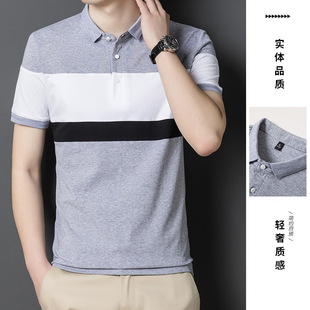 Summer Short-sleeved Polo Shirt Men's Lapel Casual Short-sleeved T-shirt Fashionable Slim-fit Cotton-padded Top Polo Shirt for Men
