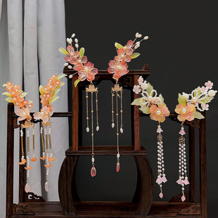 Hanfu headdress children's new ancient style hairpin Girls' Classical flower tassel hairpin step shake Super fairy side clip hair accessories