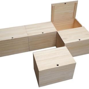 Tatami Wooden Box Storage Box Storage Box Sitting Stool Multifunctional Solid Wood Box Splicing Bed Box Finishing Box New Style