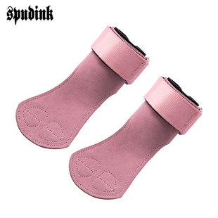 Cowhide hard pull strength band fitness gloves wrist guard female peach heart Palm protection pull-up grip band