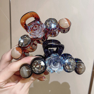 Elegant Elegant Blooming Bead Rhinestone Flower Clamp 2024 New All-match Women's Hair Accessories Exquisite Head Clip