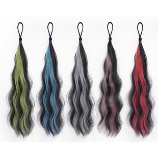 highlighting and dyeing curly hair bundle fake ponytail simulated hair dopamine braided hair increase amount color atmosphere feeling self-winding long curly hair