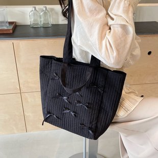 2025 New Bow Girl Bag Handbag Niche Fashion Tote Bag Cute All-match Shoulder Crossbody Bag