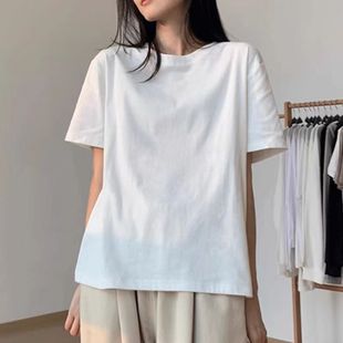 100 Cotton Short-sleeved T-shirt Women's Solid Color All-match Casual Base Shirt Korean Style Summer Half-sleeved T-shirt Loose Top
