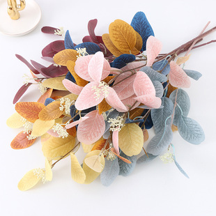 Simulation with fruit eucalyptus leaves Morandi color wedding hall floral flower arrangement olive branch simulation 3 fork eucalyptus leaves