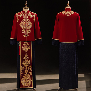 Xiuhe suit bridegroom 2022 new Chinese wedding Men's Dragon and Phoenix gown wedding dress Men's velvet wedding dress high-end