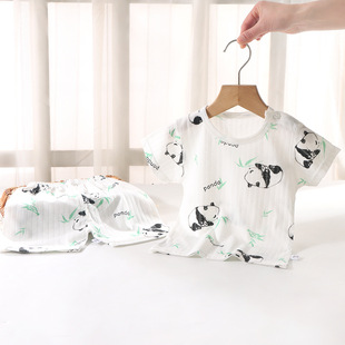 New children's short sleeve suit cotton medium baby suit boys and girls baby Summer Children's thin cotton short sleeve shorts