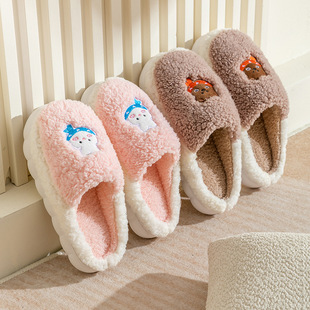 Cixi Cotton Slippers for Women Spring and Autumn and Winter Home Indoor Couple Non-slip Home Warm Winter Fur Plush Men