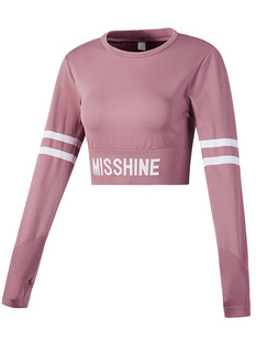 Navel Crewneck Yoga Top Women's ins Trendy Letter Tight Long Sleeve Short Base Shirt Sports T-shirt Fitness Clothes