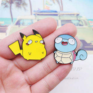 Pokemon Cartoon Animation Alloy Badge Jewelry Squirtle Pikachu Japanese Style Trendy Men's and Women's Brooch Elf