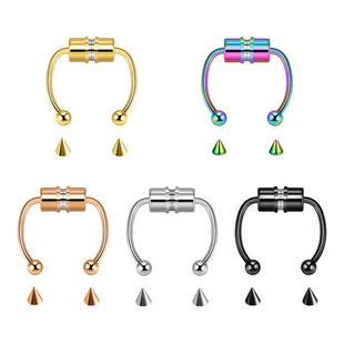 Amazon New Magnetic False Nose Ring Horseshoe Ring Titanium Steel Artificial Nose Ring Non-Perforated Nose Ring Piercing Jewelry