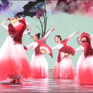 Love Me Chinese Children Blooming Wanjiang Opening Dance Big Dress Chinese Classical Dance Performance in Girls Lights
