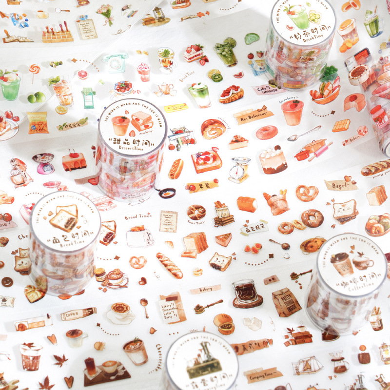 Autumn Letters PET Die-cutting Tape Coffee Bread Dessert Small Objects Material Hand Account Decoration Collage