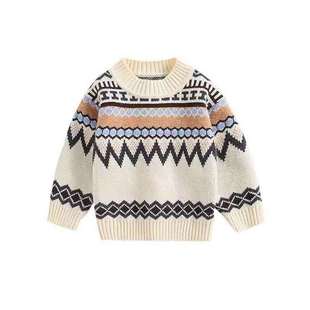 Children's sweater boys 2024 autumn and winter new fleece-lined thickened small and medium-sized children's baby Korean boy foreign style pullover tide