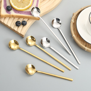 304 stainless steel small spoon coffee spoon golden small round spoon bird's nest spoon honey dessert stirring spoon wholesale