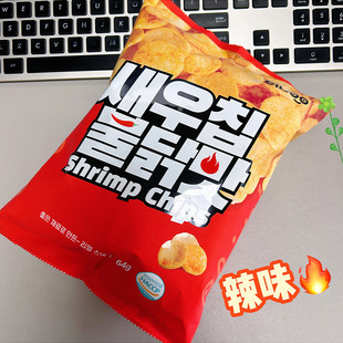 South Korea's Everland Eiboo Shrimp Chips 64g Garlic Flavor Spicy Potato Chips Casual Snacks Imported Shrimp Meat Chips