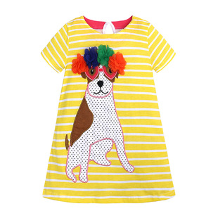 Summer girls dress European and American style cute princess dress knitted cotton casual Children girls A- line skirt