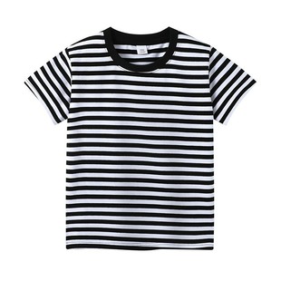 Children's T-shirt summer cotton striped short-sleeved girls T-shirt children's clothing boys adult jacket a custom logo