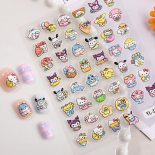Симпатичная наклейка для ногтей Sanrio трехмерный рельеф Мелотти Пачаха собака KTcat ногтей наклейка украшения YL модель