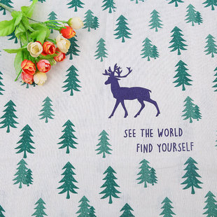 Factory supply Elk Cotton linen fabric printed linen cloth tablecloth sofa cloth cushion pillow pillowcase canvas fabric
