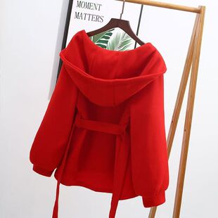 Hooded Short Fashionable All-match Woolen Coat Women's 2024 Autumn and Winter Petite Cloak Korean Style Elegant Coat Trendy