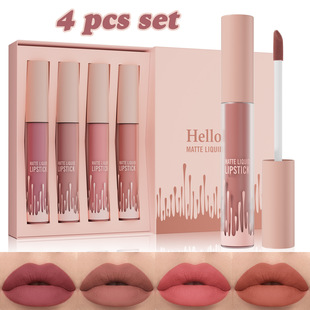 Hellokiss матовая бархатная матовая губная глазурь набор из четырех частей Lip gloss set новый трансграничный макияж