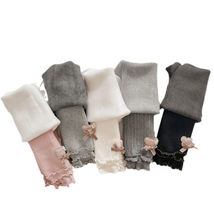 Girls' leggings 2023 autumn and winter fleece-lined thickened warm lambswool one-piece pants baby children's cropped pantyhose