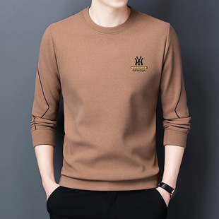 German Velvet Sweater Men's Spring and Autumn Long-sleeved T-shirt Loose Casual Men's Round Neck Pullover All-match Top Base Shirt