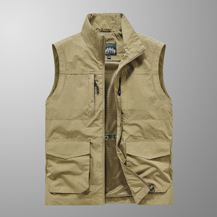 Factory direct M-6XL plus size men's outdoor tooling leisure vest young and middle-aged collar breathable quick-drying vest