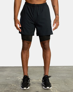 New Summer Fake Two-piece Sports Shorts Men's Training Quick-drying Breathable Stretch Five-point Fitness Lightweight Pants