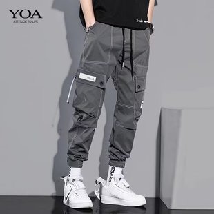 Black Overalls Men's Autumn and Winter fleece-lined Harem Leg Loose Korean Fashionable All-match Popular Brand Ins Casual Pants