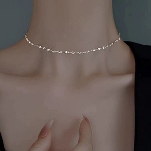 Simple fashion white gold titanium steel lips chain plain chain female male temperament non-pendant bare chain pendant jewelry chain wholesale