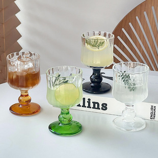 High beauty value atmosphere sense small middle ancient wine glass vintage glass goblet champagne glass wine glass ins