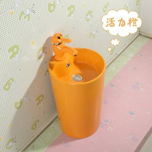 Floor-standing column basin kindergarten ceramic color children's wash basin children's wash basin wash basin basin basin pool