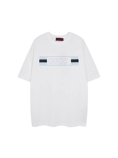 High Version GU Home 25ss Letter Classic Printed Casual Loose OS Men's and Women's Couples Short Sleeve Correct T-Shirt