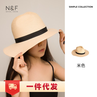 Eme Bow Straw Hat Women's Big Hat Straw Hat Summer Sunscreen Beach Seaside Play Internet Celebrum All-match Fisherman Hat