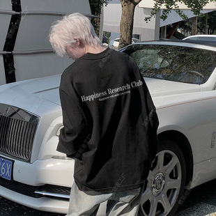 American Style Selection Long Sleeve T-Shirt Men's Spring Autumn and Winter New White Sweater Inner Top Boys Base Shirt Autumn Clothes