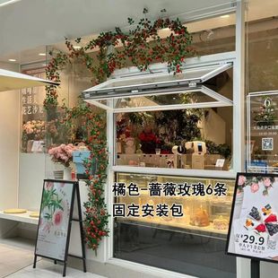 Rose rattan net red scenic spot photo clock flower wall background outdoor waterproof beautiful Chen scenery landscaping flowers