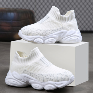 2021 new children's socks shoes boys summer mesh breathable girls knitted sneaker big children's net shoes tide