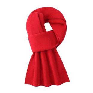 100 Wool Men's and Women's Scarf Winter Thick Warm Red All-match Korean Knitted High-grade Scarf Gift Box