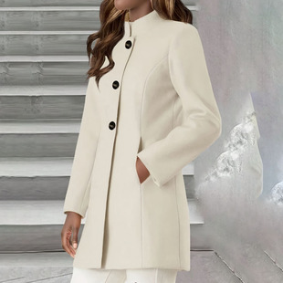 Cross-border autumn and winter 2024 winter Amazon independent station eBay AliExpress European and American temperament slim elegant woolen coat