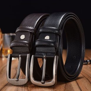 Men's Pin Buckle Belt Litchi Pattern Pin Buckle Edge Wear-resistant Scratch-resistant Belt Pin Buckle Belt Men's High-end Sense