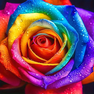 5D High Quality AB Fairy Dust Resin Diamond Colored Rose Diy Diamond Painting Living Room Decoration Handmade Gift