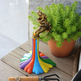 Cross-border frog rainbow faucet decoration garden pool rockery landscape resin crafts creative garden decoration