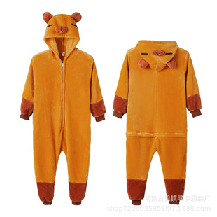 Pajamas Women's Autumn and Winter Cute Cartoon Thickened Warm Flannel Extra Long Student Home